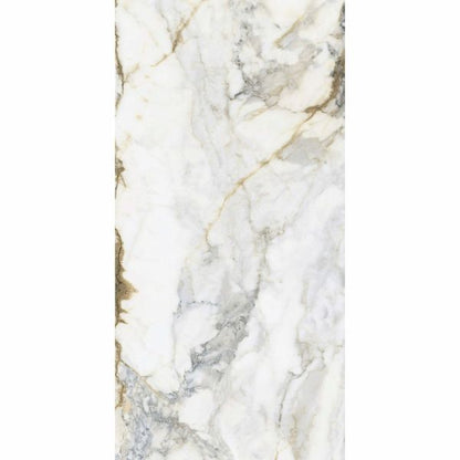 Sample - Leviglass Pisa gold Marble Effect Tile