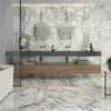 Sample - Luxglass Rain Arabescato pearl Marble Effect Tile