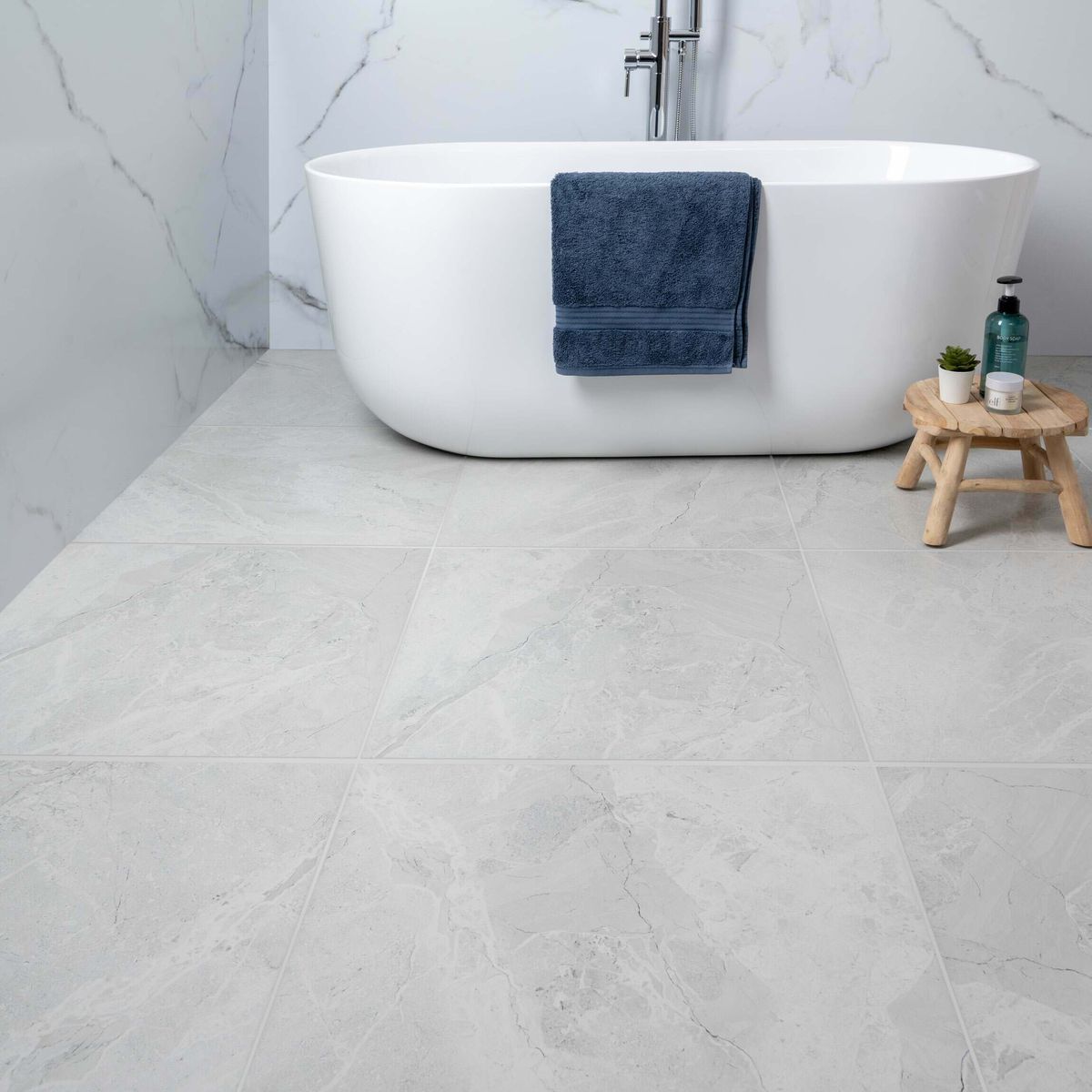 Sample - Makrana Breccia White Matt Wall and Floor Tiles