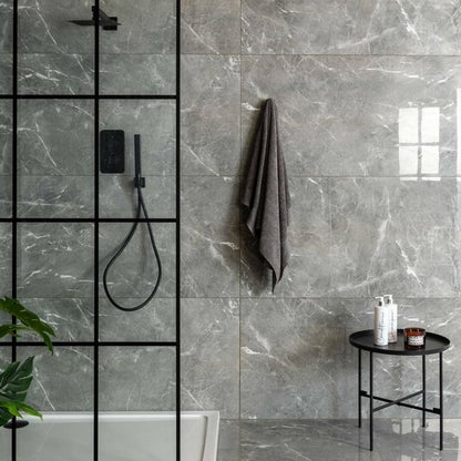 Makrana Breccia Grey Polished Marble Effect Tile 300x600