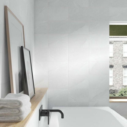 Sample Melford Light Grey Satin Stone Effect Tiles 300x200