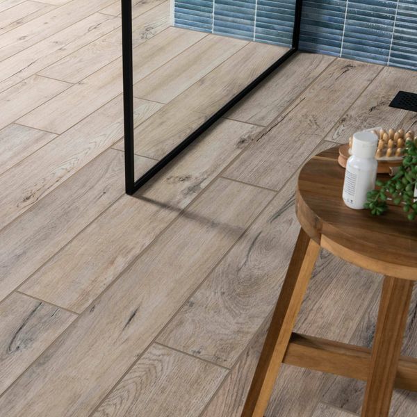 Sample - Mumble Natural Oak Anti-Slip Wood Effect Tile 900x150