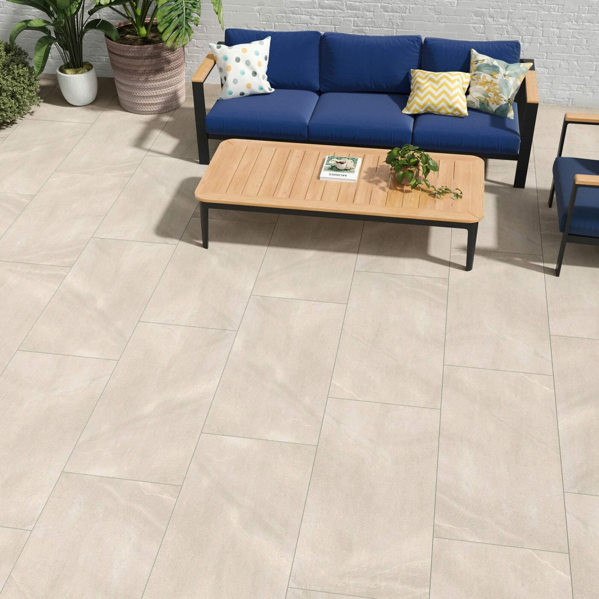 Sample - New Pietra Beige Rectified Stone Effect Slab 1200x600x20mm