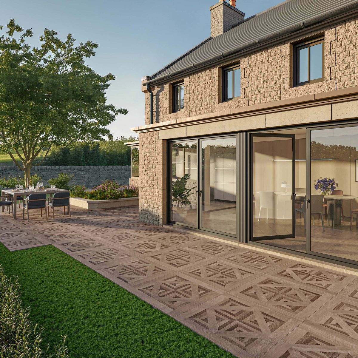 Sample - Old Manor Dark Walnut Outdoor Paving Slabs