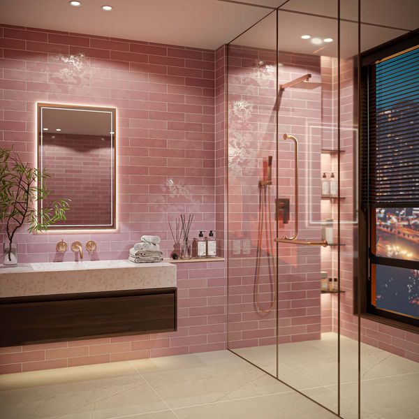 Sample - Opal Pink Gloss Wall Tile 75x300