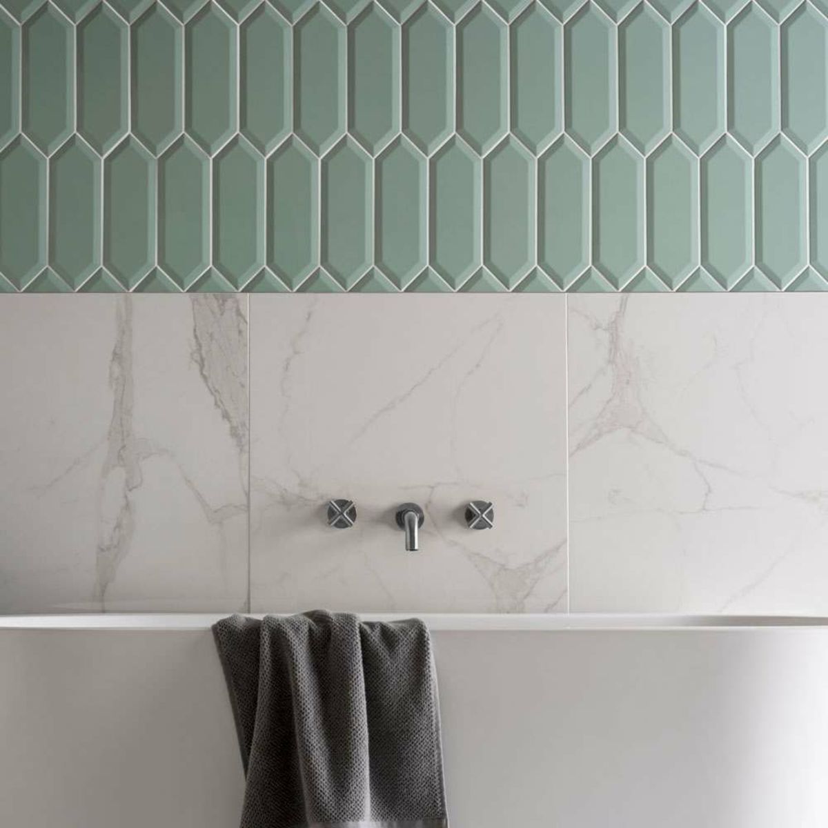 Sample - Pickett® Bevelled Mint Green Metro Tiles