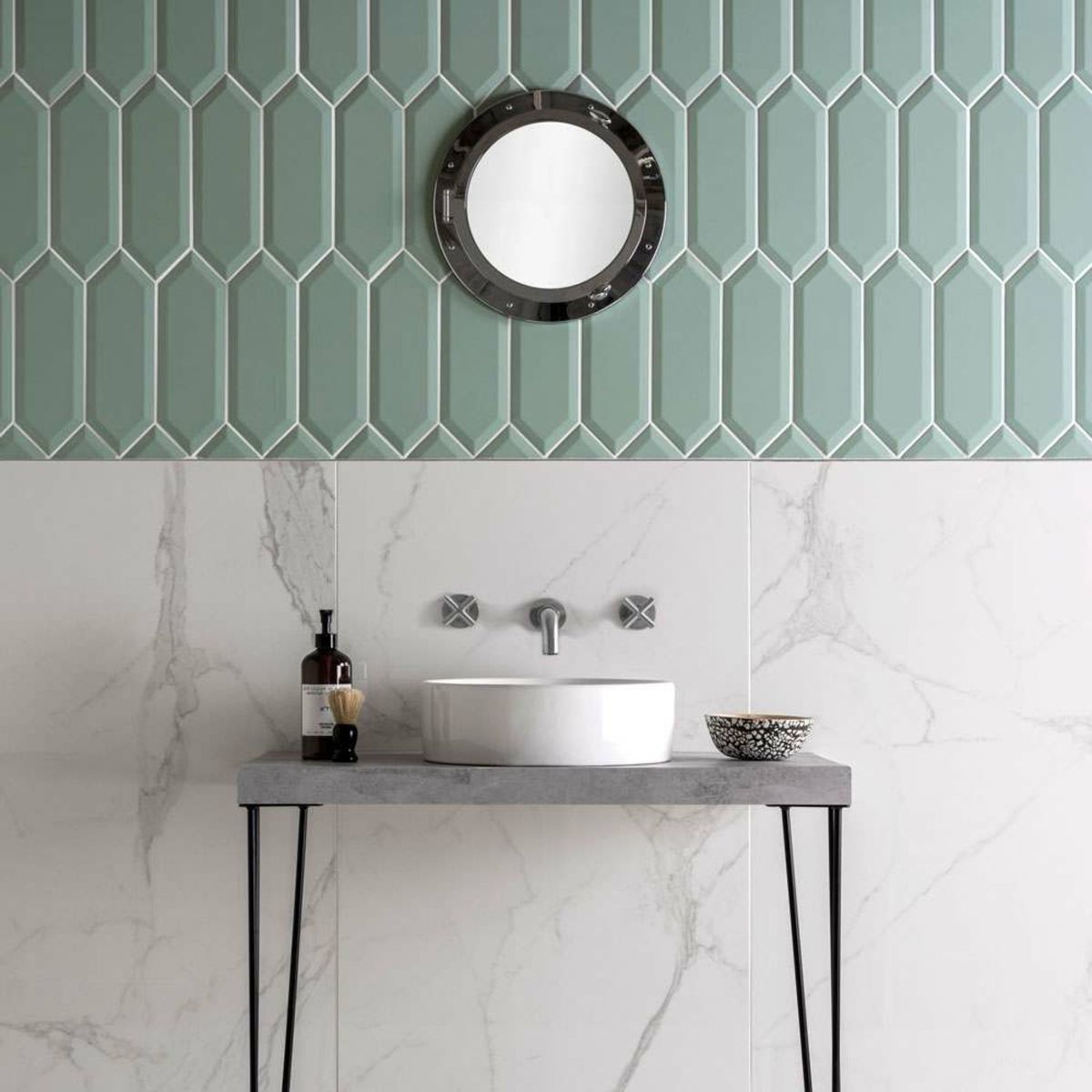 Sample - Pickett® Bevelled Mint Green Metro Tiles