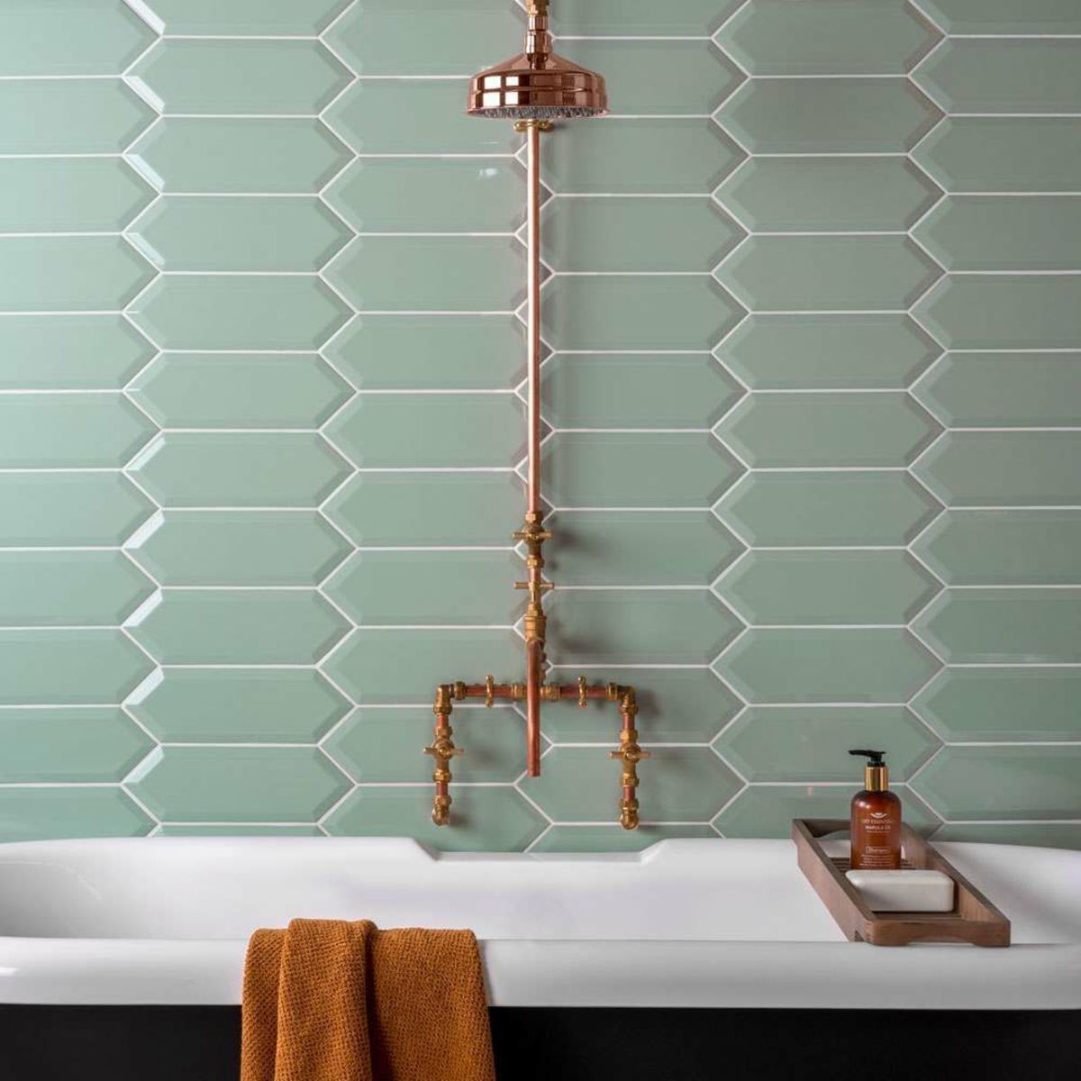 Sample - Pickett® Bevelled Mint Green Metro Tiles