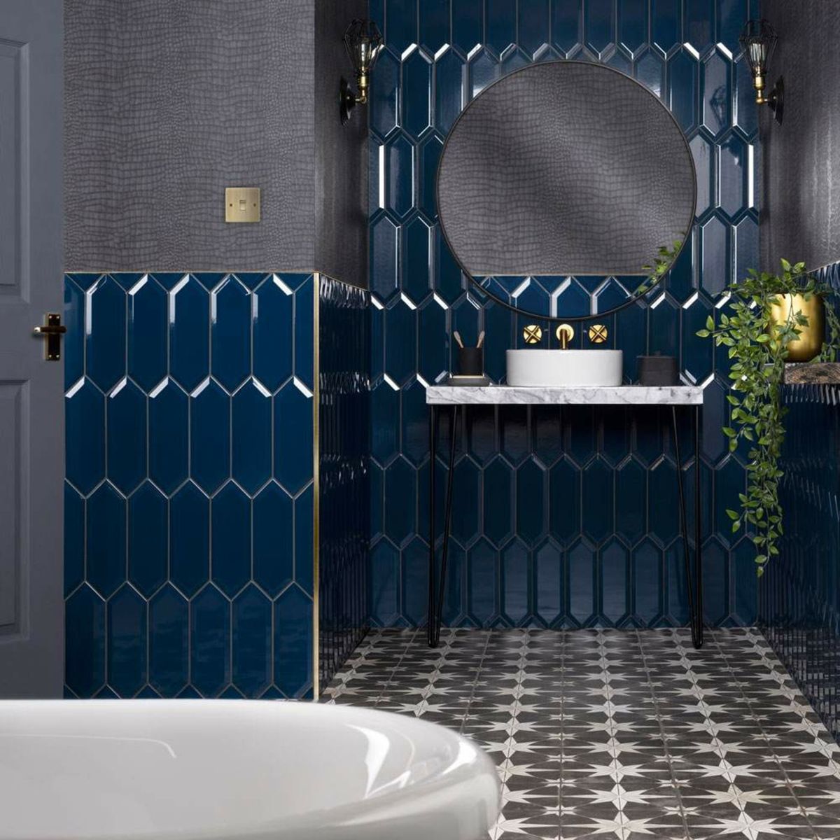 Sample - Pickett® Bevelled Navy Metro Tiles