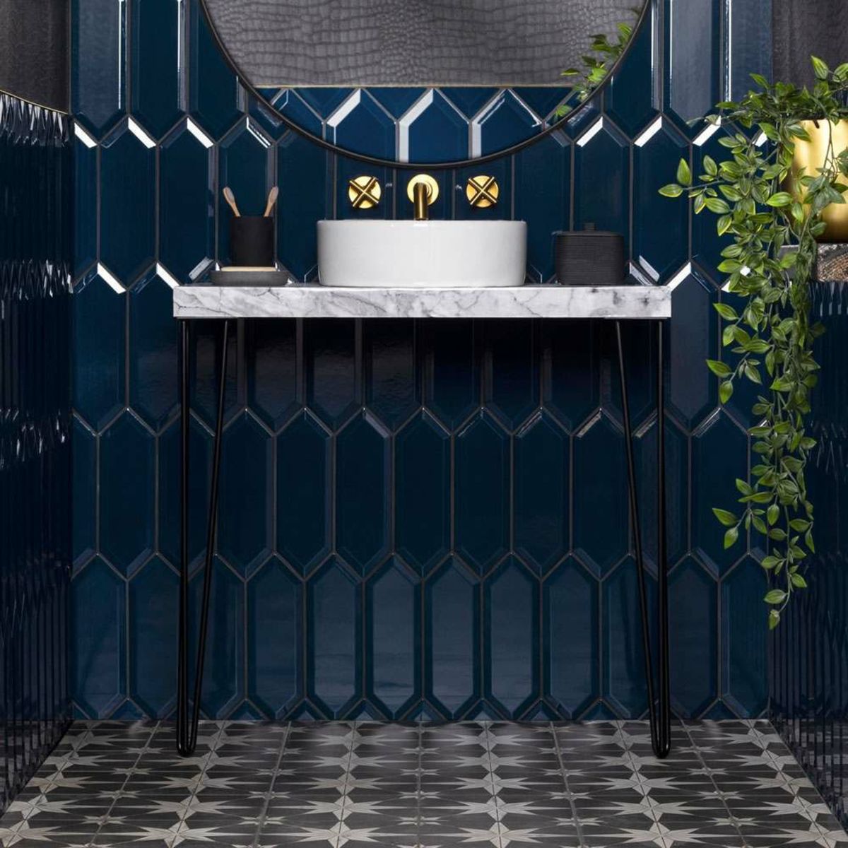 Sample - Pickett® Bevelled Navy Metro Tiles
