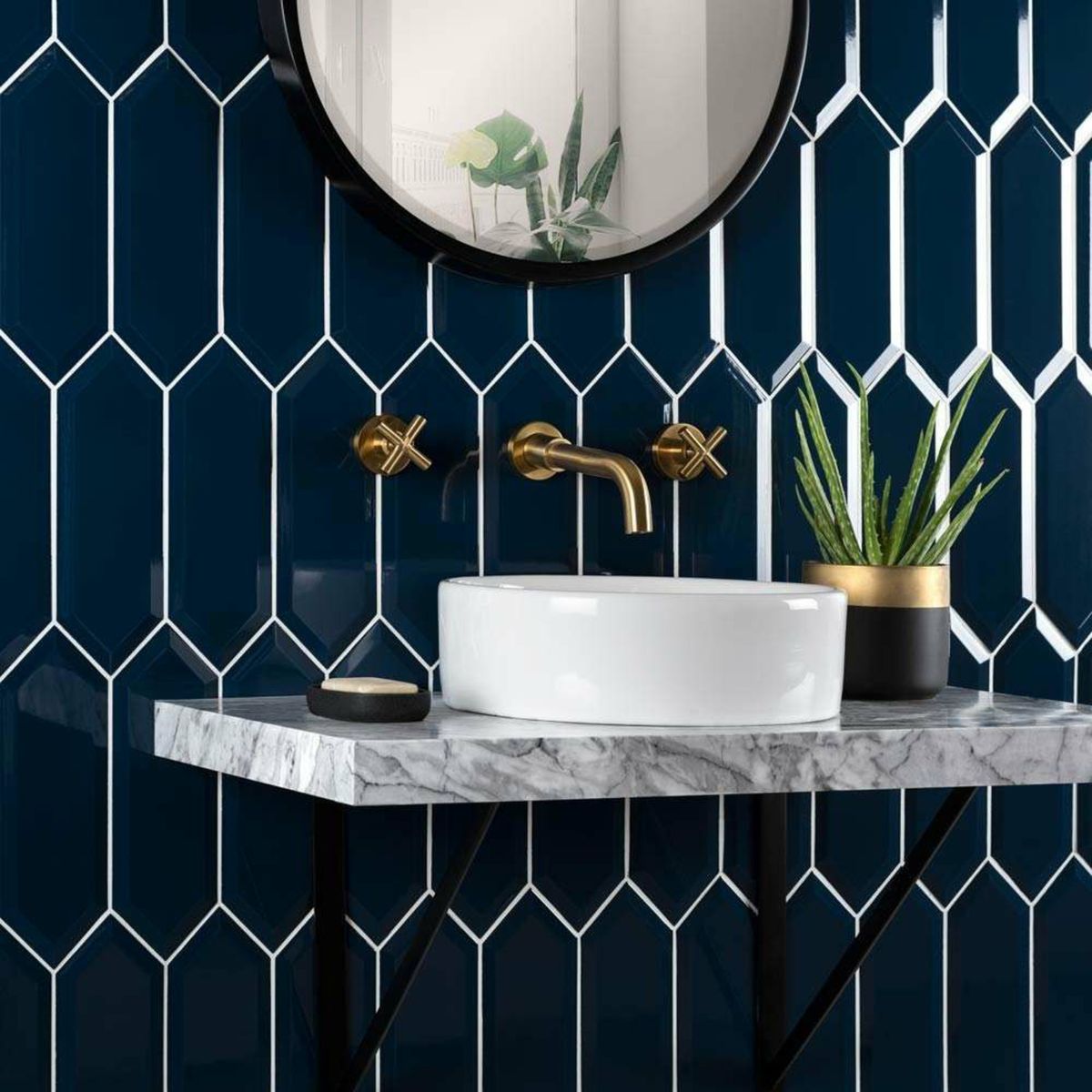 Sample - Pickett® Bevelled Navy Metro Tiles