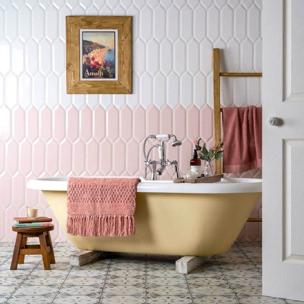 Sample - Pickett® Bevelled Petal Pink Metro Tiles