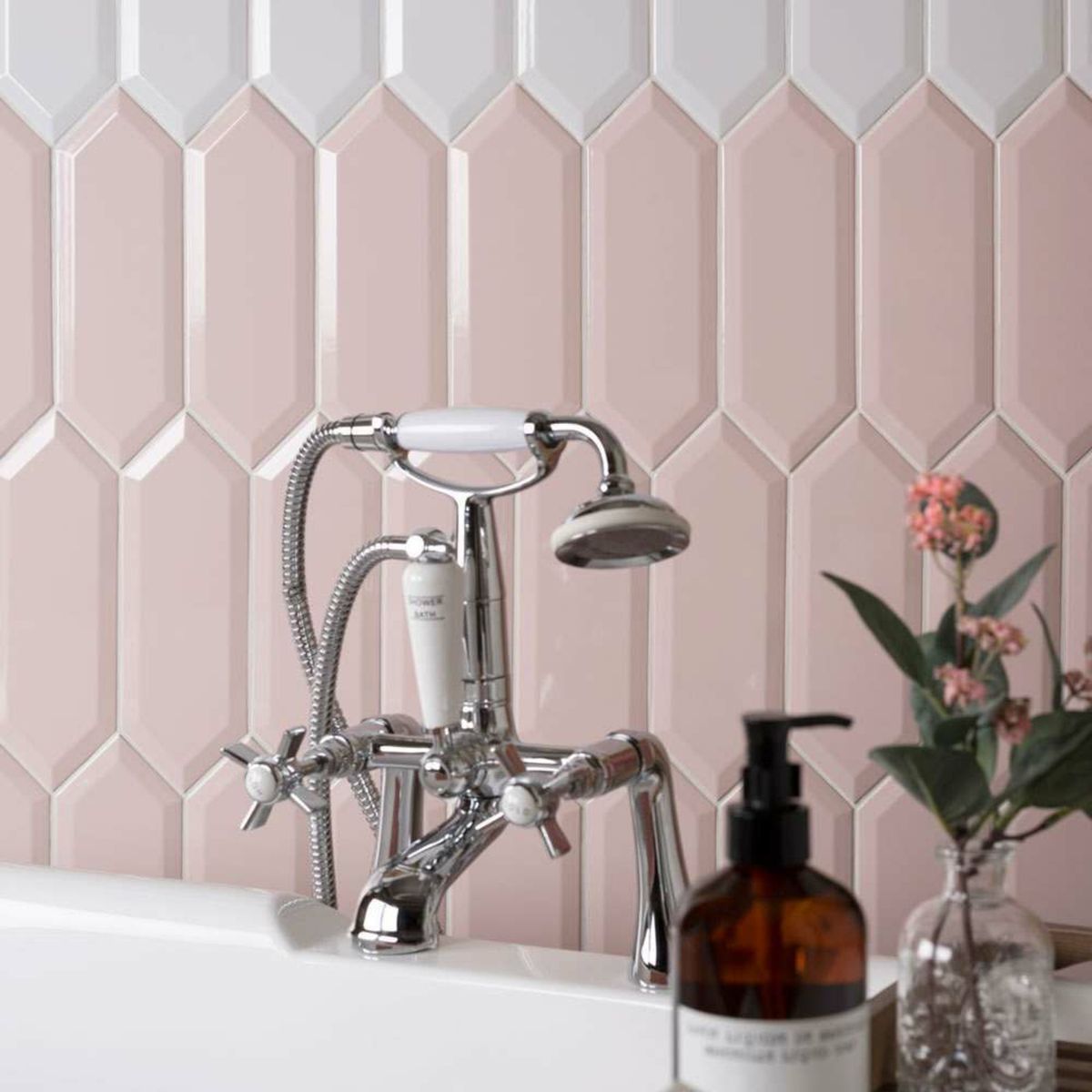 Sample - Pickett® Bevelled Petal Pink Metro Tiles