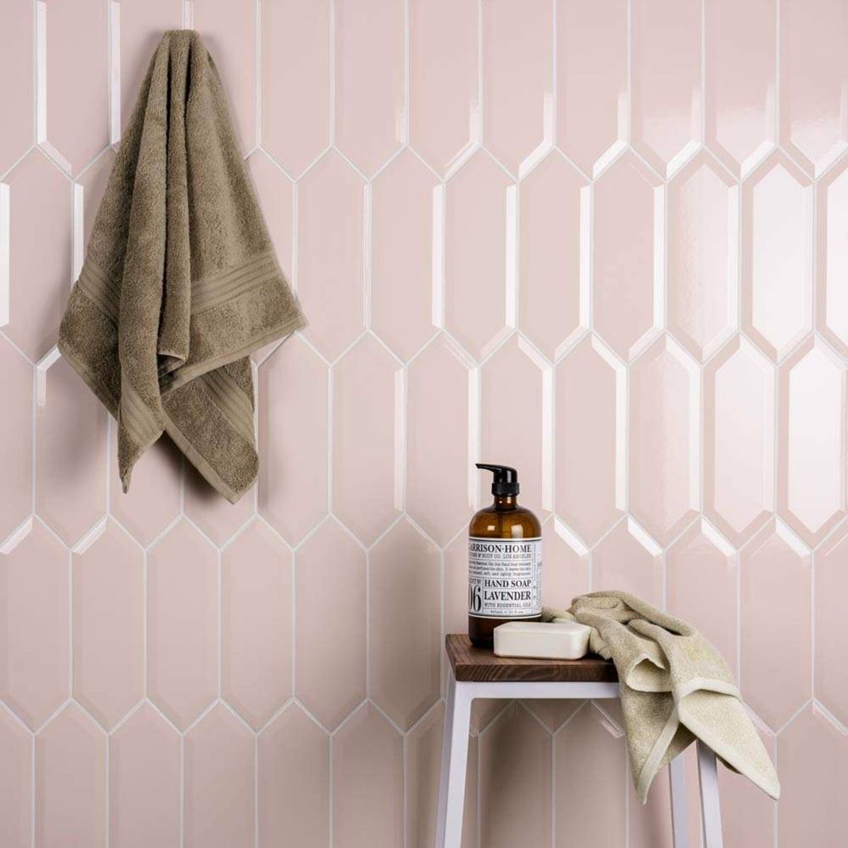 Sample - Pickett® Bevelled Petal Pink Metro Tiles