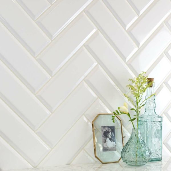 Sample - Ingot Blanco White Gloss Metro Tiles 225x75