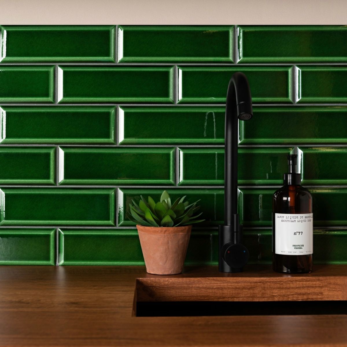Sample - Ingot Verde Green Crystal Metro Tiles