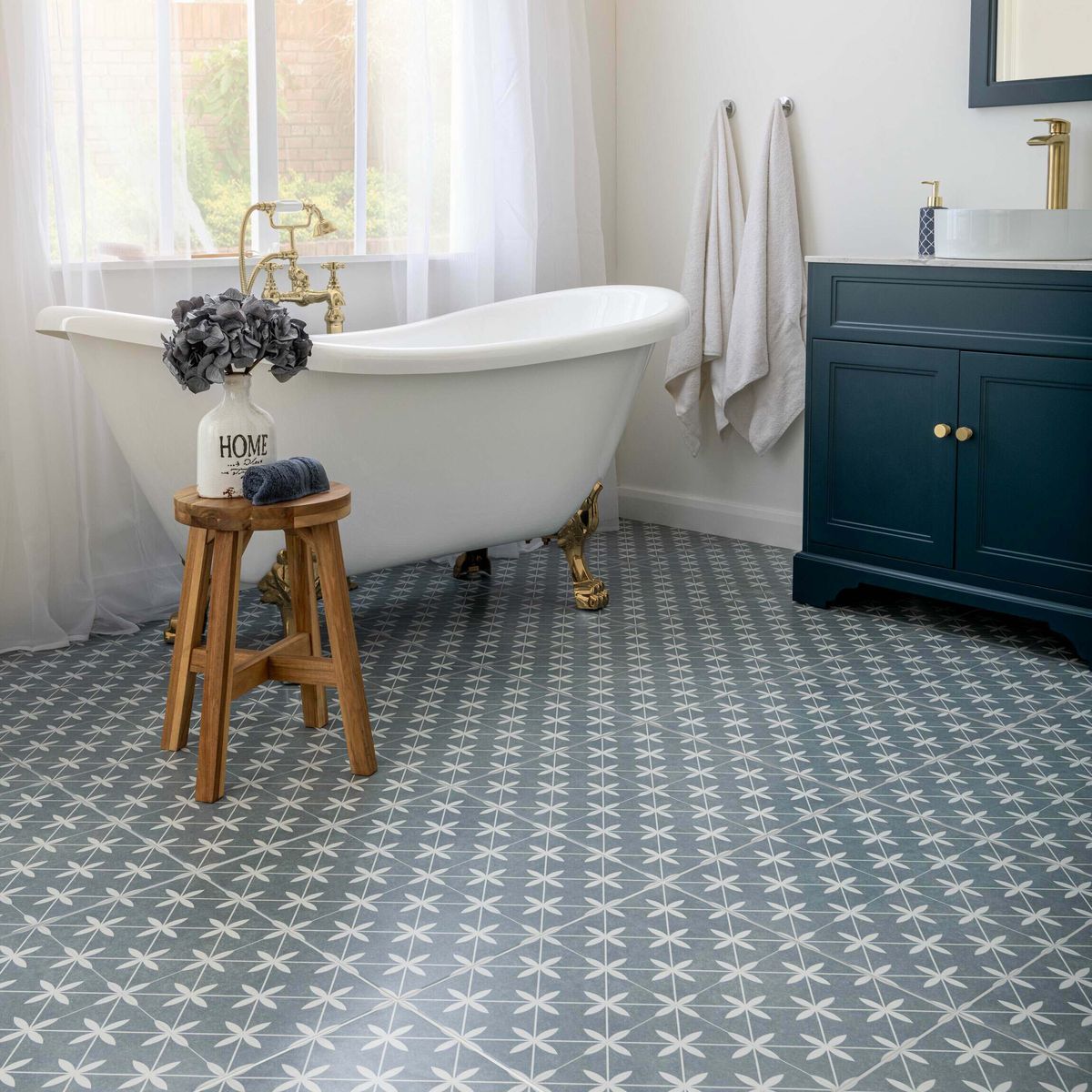 Poole Azul Matt Patterned Floor Tiles 450x450
