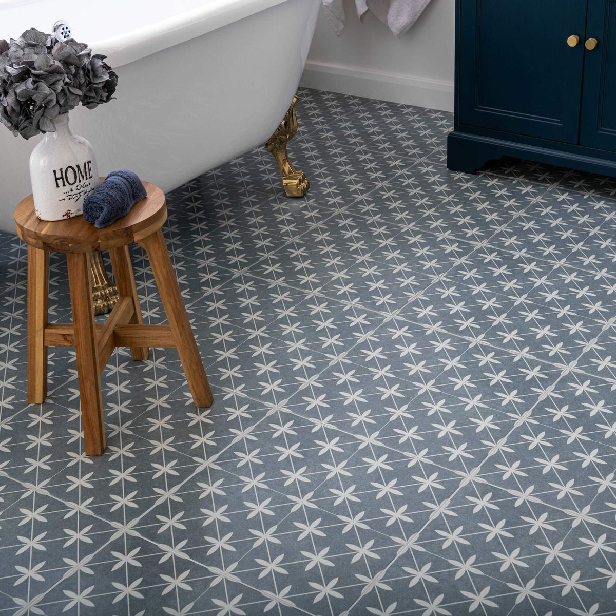 Sample - Poole Azul Matt Patterned Floor Tiles 450x450