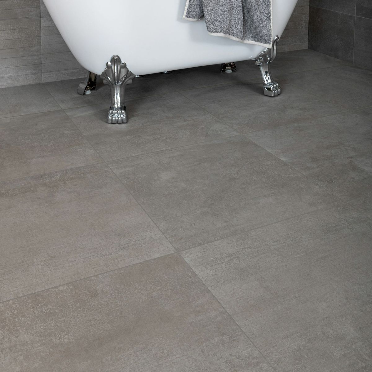 Sample - Porto Grey Matt Concrete Effect Wall and Floor Tiles 585x585