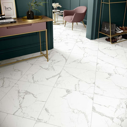 Sample - Versailles Carrara Marble Effect Matt 600x600 Tiles