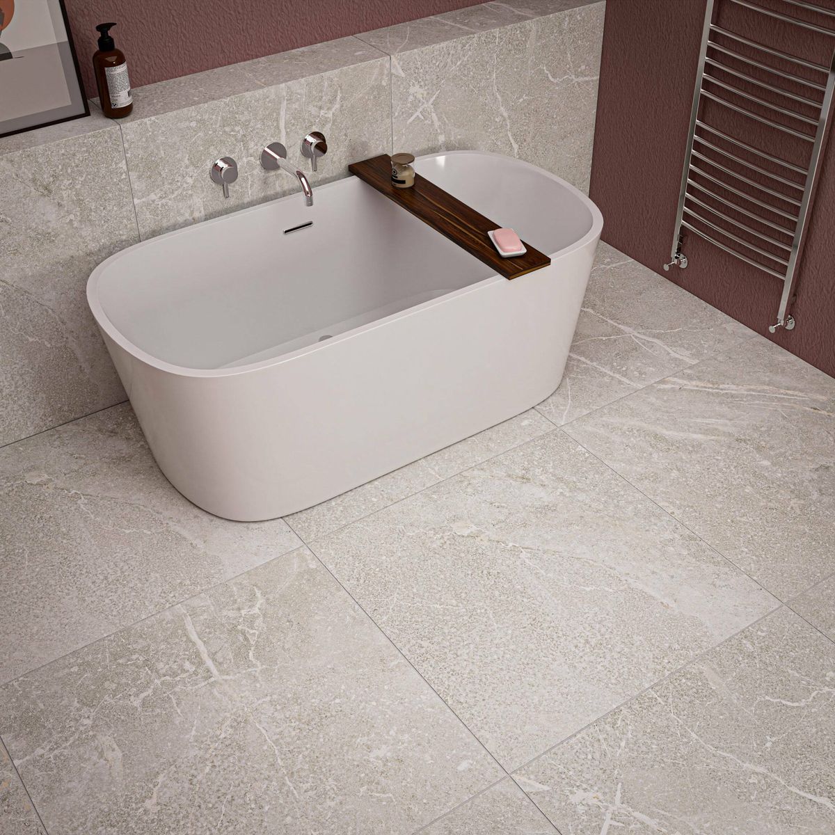 Sample - Toulouse White Stone Effect Tiles 90x90