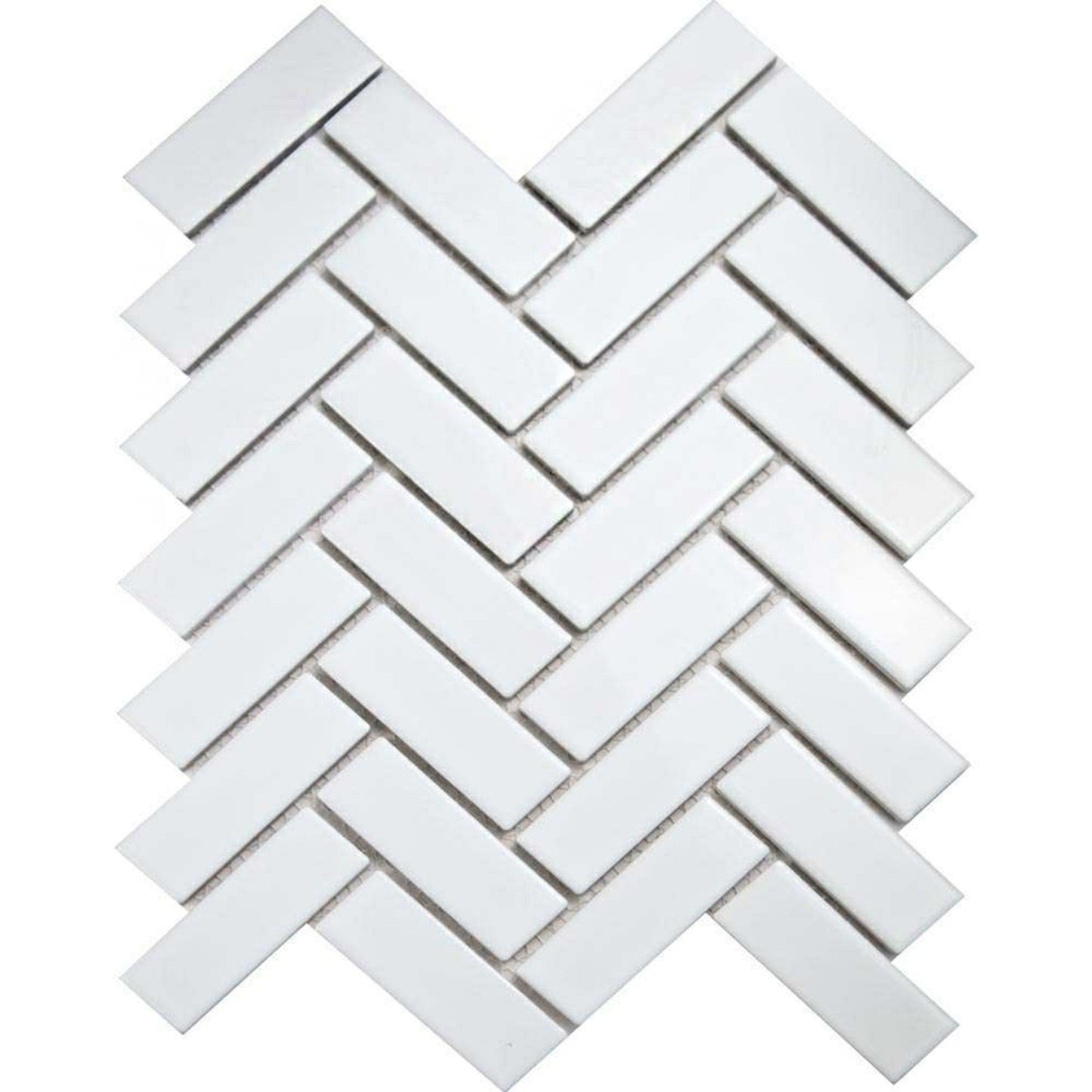 Pixel White Herringbone Gloss 22x73