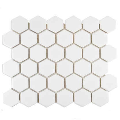 Pixel White Hexagon Matt 50x50