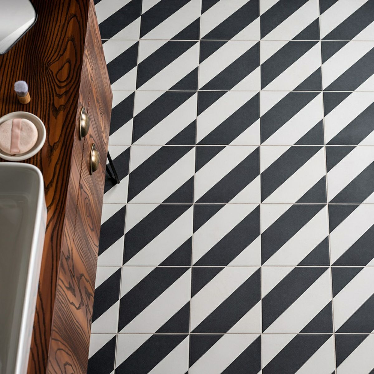 Sample - Zebra Black and White Patterned Matt Striped 223x223 Tiles
