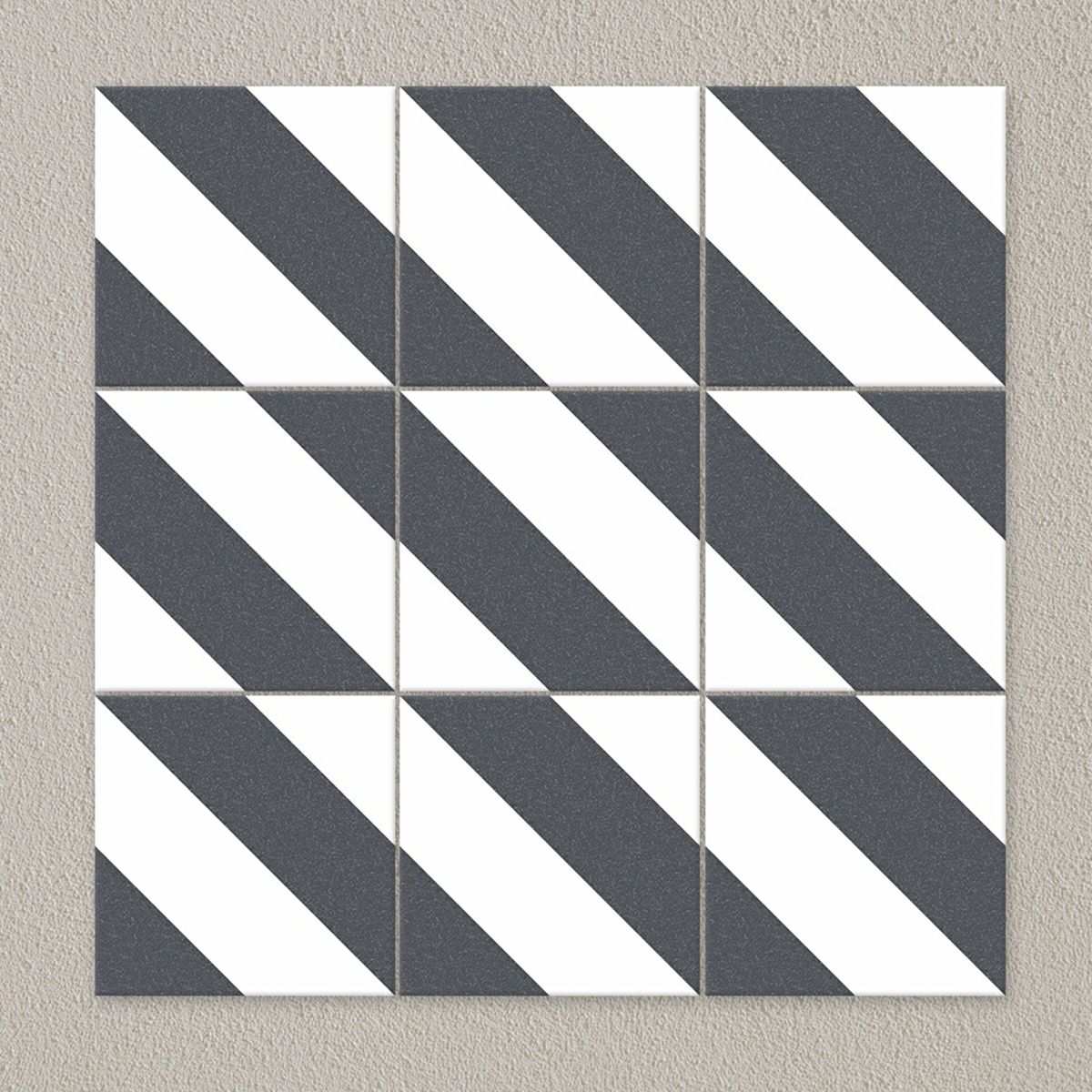 Sample - Zebra Black and White Patterned Matt Striped 223x223 Tiles