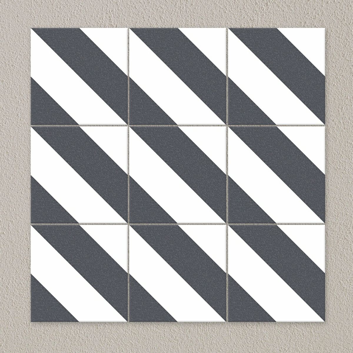 Sample - Zebra Black and White Patterned Matt Striped 223x223 Tiles