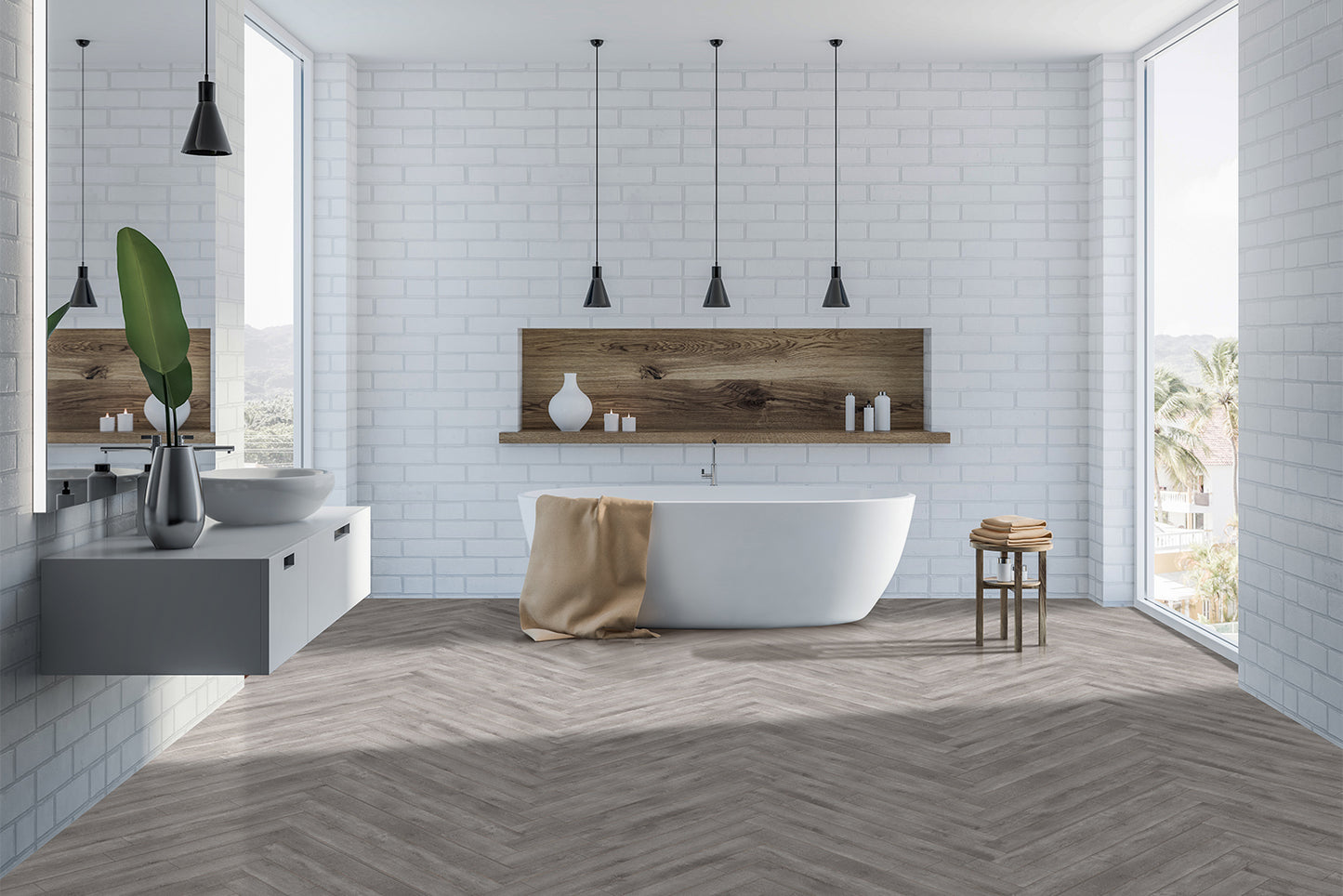 Brampton Grey Herringbone